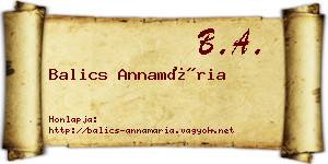 Balics Annamária névjegykártya